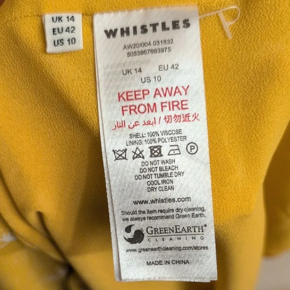 Whisltes Isla Dandelion Midi Dress Yellow Button Front Size 10